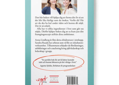 Baksidan av boken Dö nöjd, skriven av Anna Lindberg och Sandra Ruuda