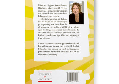 Baksidan av boken Chef eller rövhatt – en handbok i destruktivt ledarskap, av Louise Lennersten